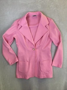 Vintage First Edition Dallas Pink Knit Blazer Jacket Women's Long Career Barbie - Picture 1 of 11