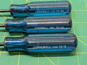 Cornwell USA Torx Screwdriver Set Of 3, T8-T10-T20  Transparent Blue Handles - Picture 1 of 6