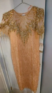 Neu mit Etikett Damen Vintage Kleid Kleid Gr. 16 Perlen Seide transparent gefüttert festliches Kleid Y2k - Bild 1 von 11