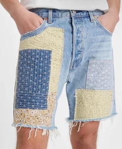 Herren Japan Levis 501 '93 Sashiko Patchwork Denim blau Shorts Jubiläum Größe 42 - Bild 1 von 3