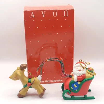De Colección Avon Paseo en Trineo de Papá Noel Iluminado Musical Adorno de Navidad Sin Prueba de Batalla Foto 1 de 4