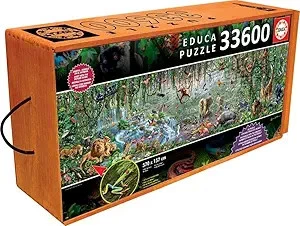 Educa 33600 Piece Giant Jigsaw Puzzle Wild Life Animals Wheeled Case - Image 1 of 4