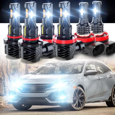 For Honda Civic 2014-2021 Sedan 4-Door LED Headlight Bulbs Hi/Lo Fog Beam 6500K - image 1 of 4