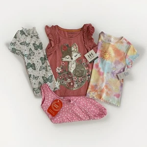 Lot of 4 Tank Tee Tops Print Fox Sun Butterfly Dots Girls 4/4-5 NWT NEW - Picture 1 of 21