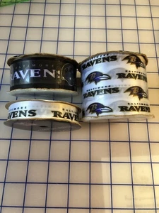 3 Spulen NFL Poly. Band. Baltimore Ravens. 2 1/2, 1 5/16 & 5/8" Breiten. Neu - Bild 1 von 9