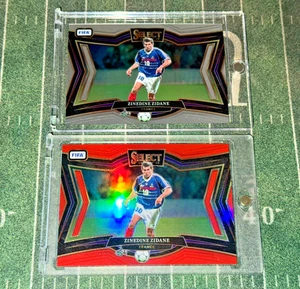 2024-25 Panini Select FIFA Zinedine Zidane 2x LOT Field Level Red Refractor SP🔥 - Picture 1 of 2