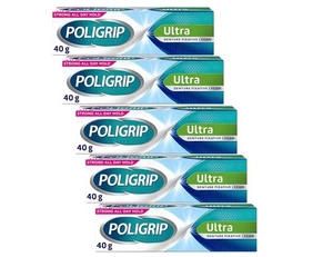 Crema fijadora de dentadura Poligrip 5 x 40 g sabor ultra menta sujeción fuerte 200 g - Imagen 1 de 1