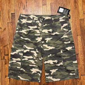 True Religion Brand Jeans Mens Camo Utility Cargo Military Shorts NWT $159 Sz 33 - Picture 1 of 8