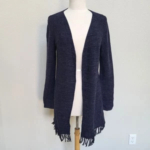 Talbots Cardigan Sweater Womens Medium Blue Open Front Fringe Casual Layering - Picture 1 of 11