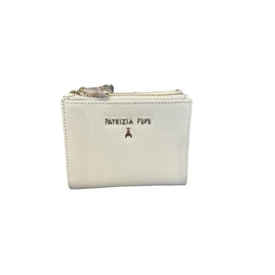 Patrizia Pepe - Portafoglio piccolo doppia zip in pelle martellata, Bianco - Immagine 1 di 3