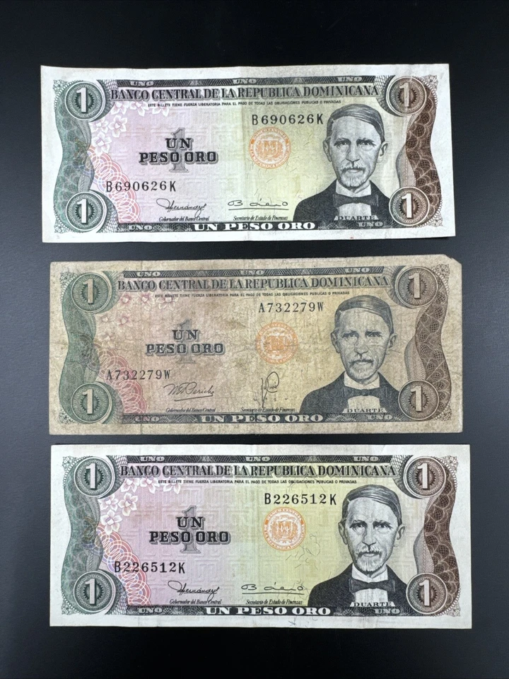 (3) Billete de 1 Peso 1978-1982 Central De La República Dominicana Foto 1 de 4