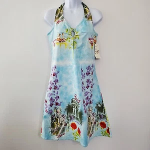 Max Mehra Collection Womens Vintage Halter Neck Floral Paris Dress Size L Y2K - Picture 1 of 10