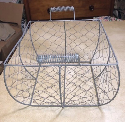 Metal Wire Egg / Fruit Basket Farmhouse Rustic Distressed with Handles - Image 1 of 4