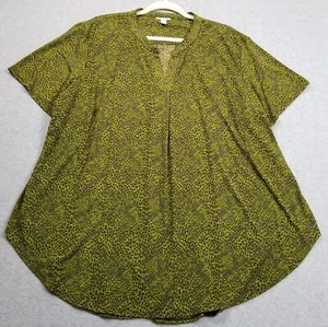 Cato Top Women’s 22W 24W Plus Abstract Print Short Sleeves Blouse Jersey Stretch - Picture 1 of 11