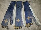 LOT OF 3 ANTIQUE STOLES TO RESTORE-TENTER/RELIGIOUS/NO CHASUBLE/NO DAWN