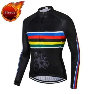 Camiseta de ciclismo de invierno para hombre manga larga polar térmica chaqueta de ciclismo camisa Foto 1 de 4