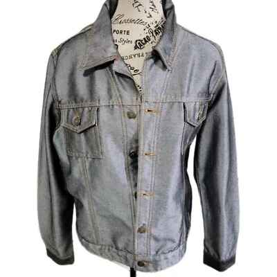 Металлик над джинсовой ткани Jean куртка Jeanology коллекции женщин размер большой VNT 80-х  - Изображение 1 из 4