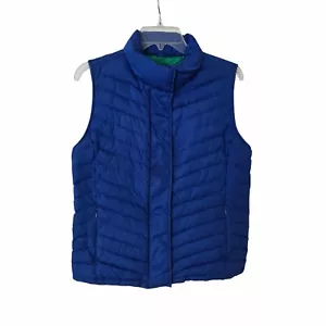Talbots Vest Womens Medium Blue Pockets Duck Down Feather Fill Quilted Puffer - Picture 1 of 13