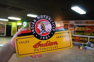 INDISCHER MOTORRADHÄNDLER VERKAUFSSERVICE PORCELIN BLECHSCHILD HARLEY GAS ÖL FORD - Bild 1 von 10