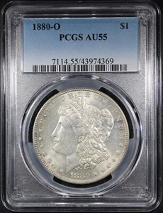 1880-O Morgan Dollar PCGS AU55 Better Date $1 Great Detail Nice Luster - Picture 1 of 2