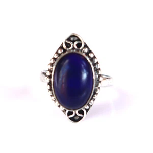 925 Silver Plated Blue Lapis Lazuli Ring Size US- 7.5 / UK- O - Picture 1 of 4