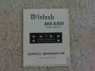 Vintage Original Mcintosh Ma6100 Service Manual. Good Condition.