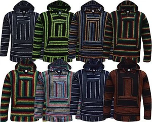 New Mexican Jerga Baja Drug Rug Jumper Hoodie Hippy Boho Festival Unisex M L XL - Imagen 1 de 10