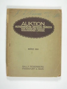 Antique Coin Auction Catalog 1914 Sally Rosenberg Frankfurt German Text DAMAGE - Picture 1 of 12