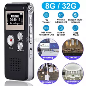 Lezione Registratore Vocale Digitale Dittafono Audio MP3 Suono Mini Registratore Spia USA - Foto 1 di 14