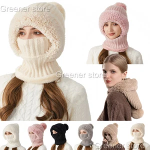 Invierno Dama Térmica Felpa Piel Bufanda Máscara Facial Cuello Calentador Snood Capucha Sombrero Gorros - Imagen 1 de 24