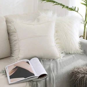 Pair Of Throw Pillow Covers By Kevin Textiles 18" x 18" 45cm x 45cm, White - Picture 1 of 7