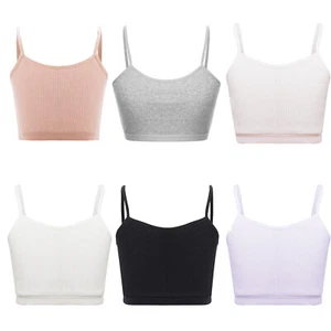 Kids Girls Training Bra Cotton Crop Top Cami Bralette Spaghetti Strap AU - Picture 1 of 73