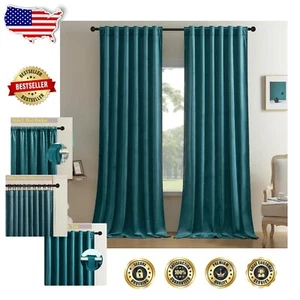 Cortinas oscuras de terciopelo súper suaves 90 pulgadas - Elegante protección térmica para el hogar - Imagen 1 de 9