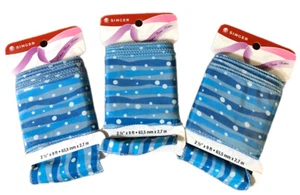 Lot of 3 Singer Ribbon Blue White Winter Holiday All Occas 2 1/2" x 9 ft Wired - Picture 1 of 4