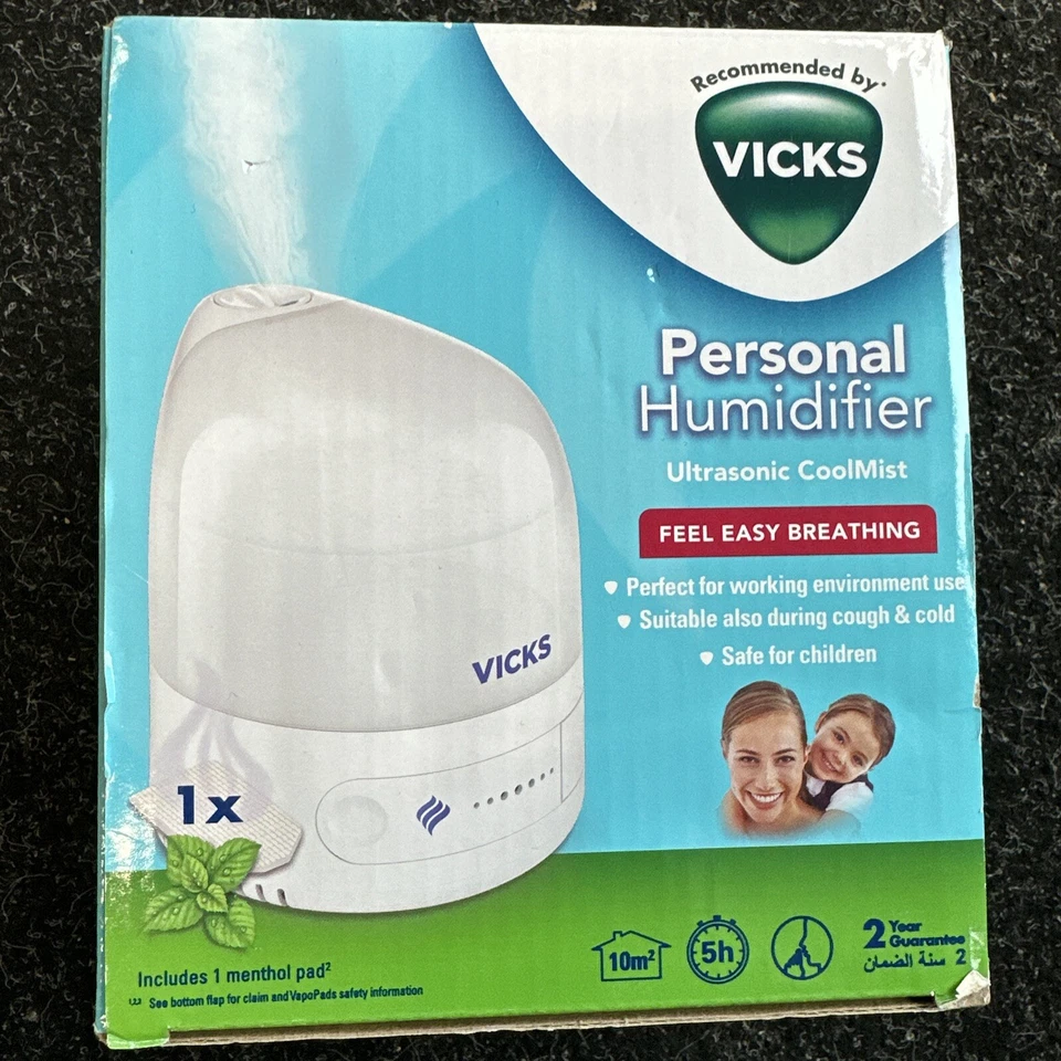 Vicks Personal Cool Mist Ultrasonic Humidifier - Easy To Use Quiet - Vul510