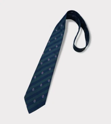 Corbata DUNHILL Azul/Verde Rayas Logo Seda LUJO ITALIA Foto 1 de 3