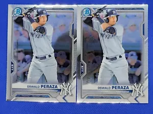Oswald Peraza 2 Karten Lot 2021 Bowman Chrome NY Yankees - Bild 1 von 1