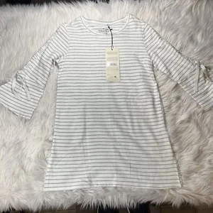 NWT Defects Neon Buddha Tunic Top Cotton Striped Bell Sleeves Pockets Size XS - Picture 1 of 11