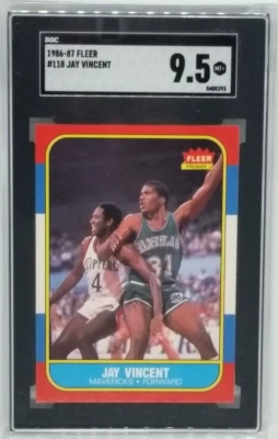 1986-87 Fleer #118 Jay Vincent Card - Graded SGC 9.5 MT+, Dallas Mavericks - Image 1 of 3