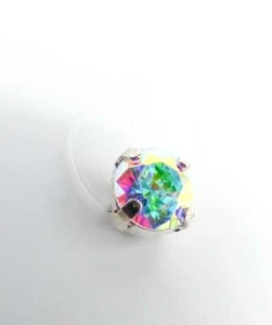 GLITZY Iridescent Aurora Borealis Fire Crystal Invisible Stretch PETITE Toe Ring - Picture 1 of 4