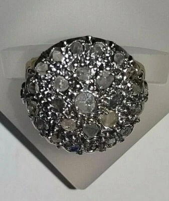 Anello Stile Antico a Toppa in Oro 12 CARATI, Argento e Diamanti  - Immagine 1 di 4