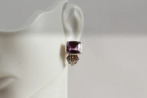 LAGOS Caviar Sterling Silver & 18K Cushion-Cut Amethyst Huggie Earrings! NEW! - Picture 1 of 10