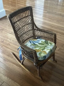 Antique HEYWOOD BROS Wicker Rattan Photograph Prop Child Rocking Chair No. 3308 - Picture 1 of 20