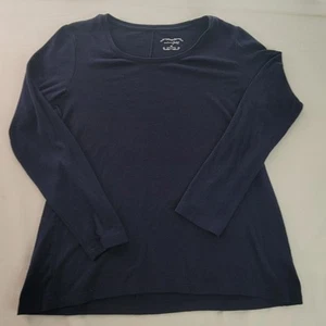 Maison Jules Women's Long Sleeves Scoop Neck Shirt Top Navy Blue Size M SoFT - Picture 1 of 7