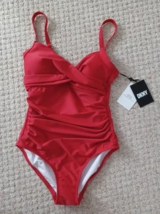 Traje de baño de una pieza DKNY rojo Reino Unido 8 PVP $98 - Imagen 1 de 24