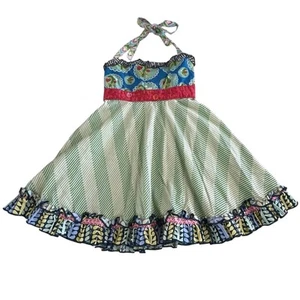 Matilda Jane Girl A-Line Ruffle Plaid Smocked dress multicolor Boho Size 4 Beach - Picture 1 of 10