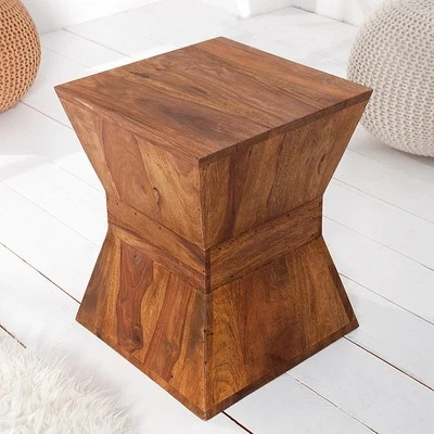 Design Beistelltisch PYRAMID 35cm Sheesham Massivholz Wohnzimmertisch Holztisch - Bild 1 von 4