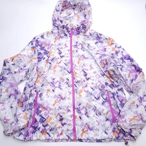Eddie Bauer Windbreaker Jacket Womens XL Purple Zip Hooded Lightweight - Picture 1 of 10