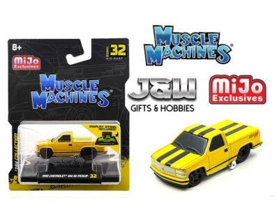 Muscle Machines 1993 Chevrolet 454 SS Pickup Truck Yellow 1/64 - Image 1 of 3