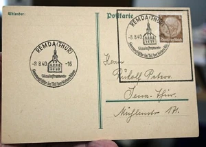 Deutscher II. Weltkrieg Vorabstornierung Postkarte poststempelt, ""REMDA (THUR)"", - Bild 1 von 5